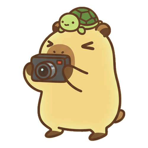 Mascote da Capyra com câmera
